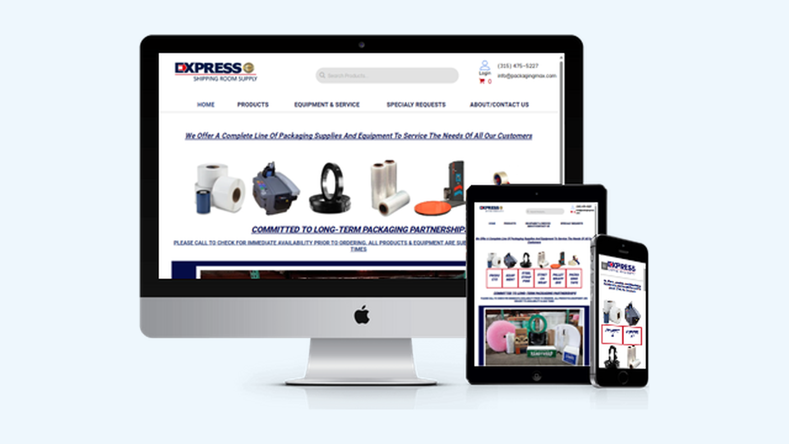 Packaging website design example